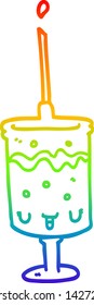 rainbow gradient line drawing of a cartoon syringe