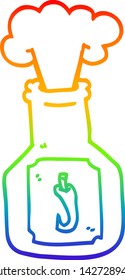 dibujo de la línea de gradiente de arcoiris de una salsa de trullos calientes de dibujos animados