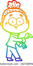 Regenbogengradientenzeichnung einer glücklichen alten Frau