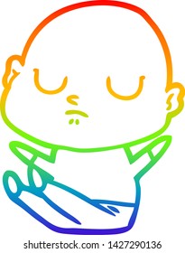 rainbow gradient line drawing of a cartoon bald man