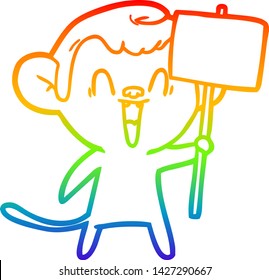 Regenbogen-Farbverlauf-Zeichnung eines Cartoons lachenden Affen