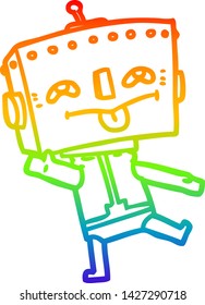 dibujo de línea de gradiente de arco iris de un robot de dibujos animados