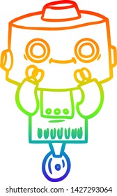 dibujo de línea de gradiente de arco iris de un robot de dibujos animados