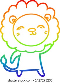 rainbow gradient line drawing of a cartoon lion