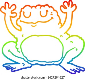 rainbow gradient line drawing of a cartoon frog