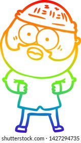 rainbow gradient line drawing of a cartoon bearded man