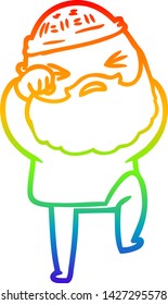 rainbow gradient line drawing of a cartoon man with beard