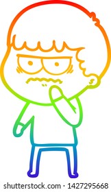 Regenbogen-Farbverlauf-Zeichnung eines Cartoons verärgert Mann