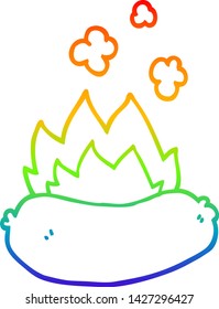 dibujo de línea de gradiente de arco iris de salchichas de dibujos animados