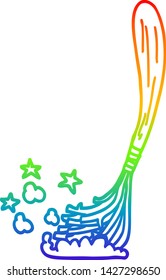 rainbow gradient line drawing of a cartoon magic broom