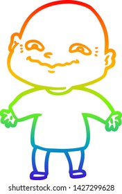 rainbow gradient line drawing of a cartoon nervous man