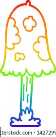 rainbow gradient line drawing of a cartoon mushroom