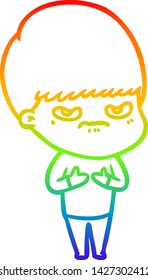 dibujo de una línea de gradiente de arco iris de un niño de dibujos animados