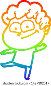 Regenbogen-Farbverlauf-Zeichnung eines Cartoons glücklichen Mann