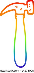 rainbow gradient line drawing of a cartoon hammer