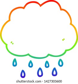 rainbow gradient line drawing of a cartoon rain cloud