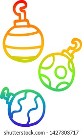 dibujo de la línea de gradiente del arco iris de una caricatura xmas baubles