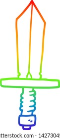 Regenbogengradientenzeichnung eines Cartoons eines alten Bronzeschworts