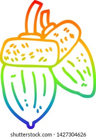 dibujo de línea de gradiente de arco iris de una bellota de dibujos animados