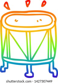 desenho de linha de gradiente do arco-íris de um tambor de desenho animado em pé