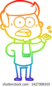 rainbow gradient line drawing of a cartoon shocked man