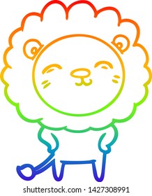 rainbow gradient line drawing of a cartoon lion