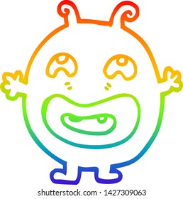 rainbow gradient line drawing of a cartoon monster