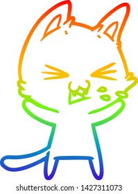 dibujo de una línea de degradado de un gato de dibujos animados silbido