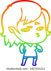 Regenbogengradientenzeichnung eines Cartoon Vampire Mädchens