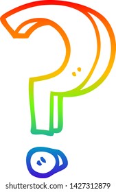 rainbow gradient line drawing of a cartoon question mark