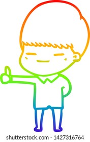 rainbow gradient line drawing of a cartoon smug boy