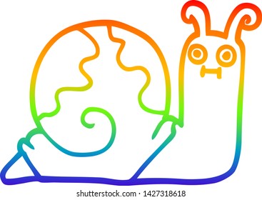 rainbow gradient line drawing of a cartoon snail
