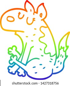 rainbow gradient line drawing of a cartoon dog sitting