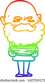 Regenbogengradientenzeichnung eines Cartoon-Mannes mit Bärenfrost