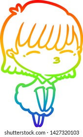 dibujo de una mujer de dibujos animados con gradiente de arco iris