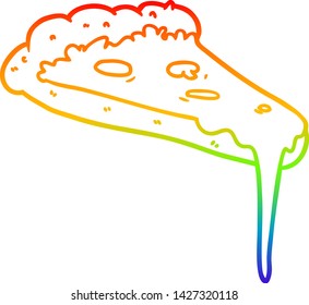 rainbow gradient line drawing of a cartoon slice of pizza