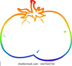 rainbow gradient line drawing of a cartoon tomato
