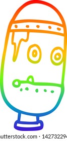 rainbow gradient line drawing of a cartoon retro robot head