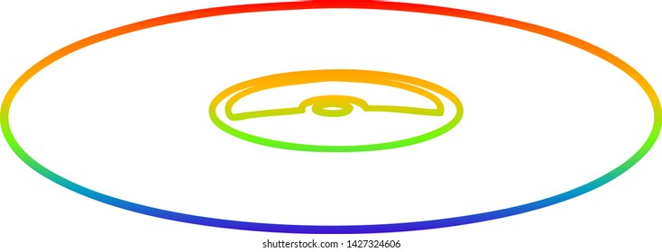 dibujo de la línea de gradiente de arcoiris de un viejo registro de vinilo de dibujos animados