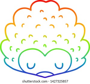rainbow gradient line drawing of a cartoon hedgehog