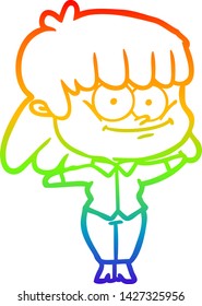 dibujo de una niña de dibujos animados con gradiente de color arcoiris