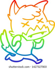 rainbow gradient line drawing of a cartoon dead fox