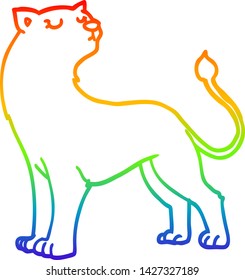 rainbow gradient line drawing of a cartoon lioness