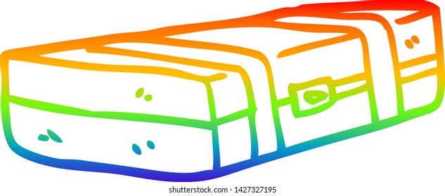 rainbow gradient line drawing of a cartoon suit case