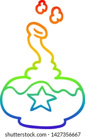 dibujo de línea de gradiente de arco iris de una poción de dibujos animados