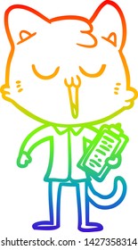 rainbow gradient line drawing of a cartoon cat singing