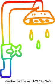 Regenbogen-Farbverlauf-Zeichnung eines Cartoon-Duschkopf
