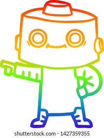 desenho de linha de gradiente do arco-íris de um robô de desenho animado
