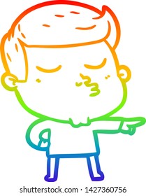 dibujo de línea de gradiente de arcoiris de un tipo de dibujo animado puliendo
