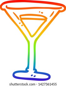 dibujo de la línea de gradiente del arco iris de un martini de dibujos animados